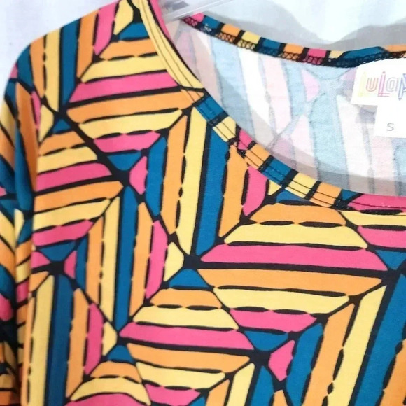 LuLaRoe Women's Size S Yellow Multicolor Geometric Drop Shoulder Irma Tunic Top - Picture 5 of 5